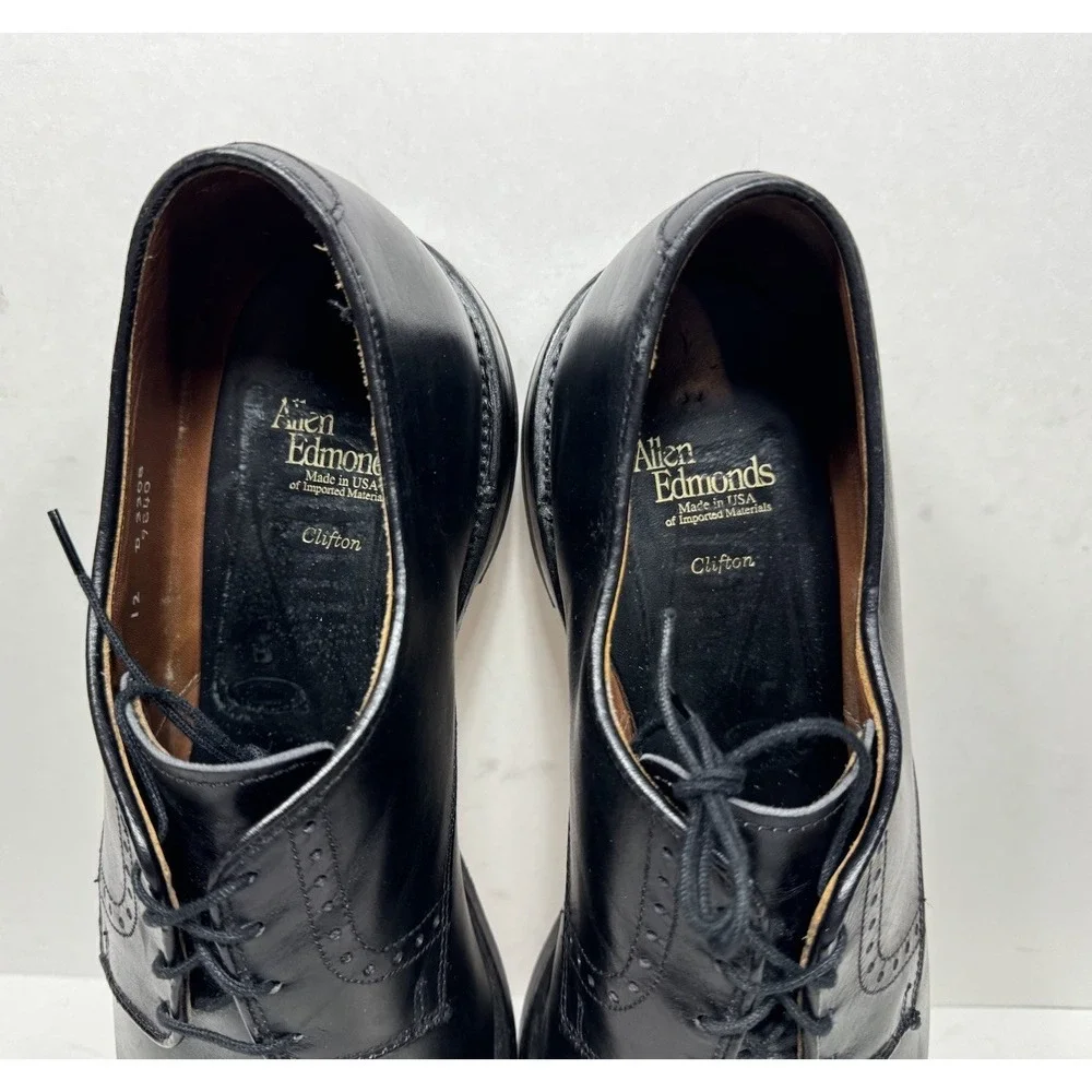 Allen Edmonds 3308 Clifton Cap Toe Oxford Men's Size 12 D Black Leather USA